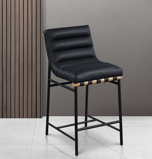 Burke Contemporary Counter Stool with Soft Upholstery and Sturdy Matte Black Metal Frame for Dining