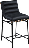Burke Contemporary Counter Stool with Soft Upholstery and Sturdy Matte Black Metal Frame for Dining