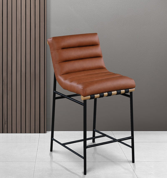 Burke Contemporary Counter Stool with Soft Upholstery and Sturdy Matte Black Metal Frame for Dining