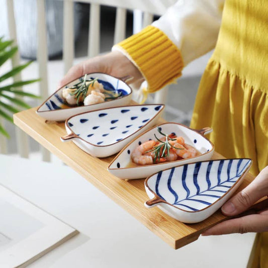 Leaf Shape Ceramic Bowl Set of 4 for Sauces