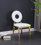 Carousel Contemporary Dining Chairs - Set of 2, Plush Comfort with Modern Gold Stainless Steel Frame
