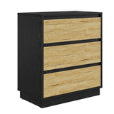 Wide Nightstand with 3 Drawers, Modern Chest of Drawers