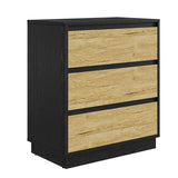 Wide Nightstand with 3 Drawers, Set of 2, Modern Chest