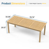 Solid Wood 78.74" Outdoor Dining Table