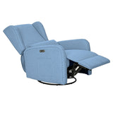 3-in-1 Wingback Swivel Chair Power Recliner, Light Blue
