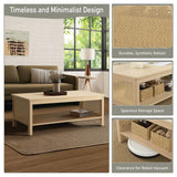 Wholesale 2-Tier Rattan Sides Open Shelf Storage Coffee Table