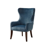 Wholesale Button Tufted Back Winged Track Arms Accent Chair, Blue