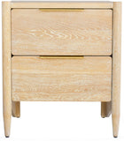 Oakwood Mid Century Nightstand - Solid White Oak, Cerused Finish, Custom Brass & Chrome Handles
