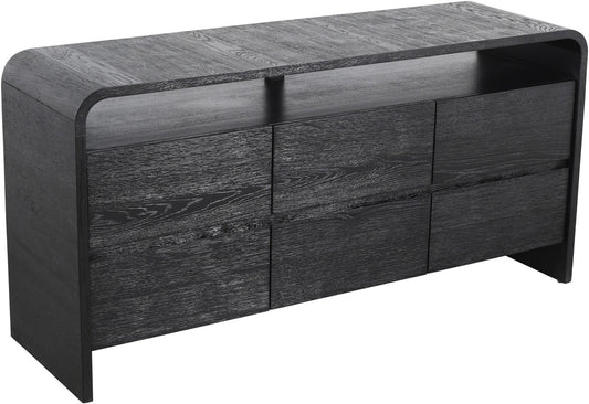 Cresthill Oak Wood Mid-Century Dresser - Stylish Storage Solution with Unique Curved Design for Bedrooms