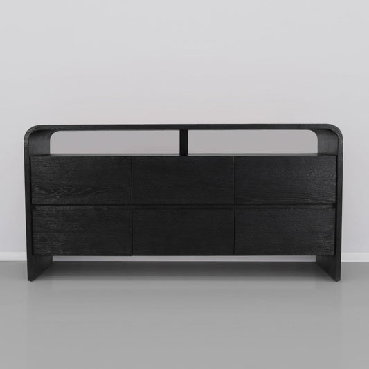 Cresthill Oak Wood Mid-Century Dresser - Stylish Storage Solution with Unique Curved Design for Bedrooms