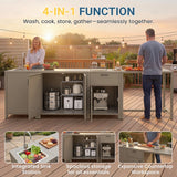 4-in-1 Modular Aluminum Outdoor Kitchen – Sink, Bar+Storage