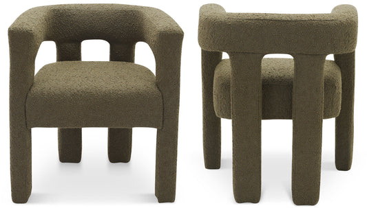 Athena Olive Green Boucle Fabric Dining Chair - Stylish Comfort for Your Contemporary Space