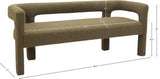 Athena Olive Green Boucle Fabric Bench - Stylish Minimalist Seating for Comfort & Elegance in Design