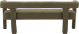Athena Olive Green Boucle Fabric Bench - Stylish Minimalist Seating for Comfort & Elegance in Design