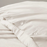 Grid Pattern Soft Washed Pleated Duvet Cover Set, Neutral