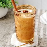 13oz Amber Hobnail Floral Drinking Glass Set of 6