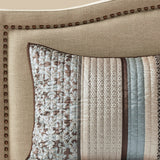 5 Piece Medallion Reversible Jacquard Quilt Set, Blue