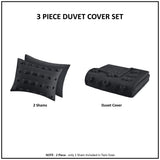 Clip Jacquard Pompom Duvet Cover Set, Black