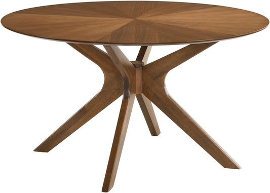 Woodson Mid Century Modern Dining Table with Rich Walnut Veneer and Solid Wood Base for Your Home