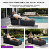 PURPLE LEAF Chaise Lounge Chair Modern Upholstered Outdoor Daybed with Armrest and Lumbar Pillow for Patio Poolside Sunbathing Deck
