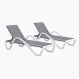 PURPLE LEAF Patio Chaise Lounge Chair Outdoor Plastic Textilene Sun Bathing Recliner Tanning Pool Lounger with 6 Adjustable Position for Outside Beach in-Pool Lawn Poolside
