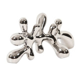 Horizontal Abstract Metallic Silver Ceramic Statue