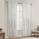 Wholesale Embroidered Branches Faux Silk Window Panel, White