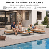 PURPLE LEAF Sicilia Classical Modular Outdoor Sectional with Sunbrella Khaki Cushions Flexible Layout for Porch Relaxation Space