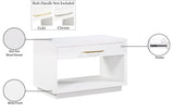 Avery Contemporary Night Stand with Rich Ash Veneer, Versatile Handles, and Stylish Storage Drawer