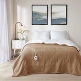 Heated Fleece & Sherpa Electric Bedding Blanket, Brown