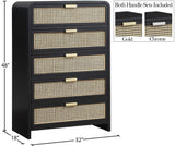 Sage Contemporary Chest with Rich Wood Frame & Natural Cane, Includes Gold and Chrome Handles