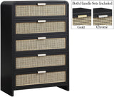 Sage Contemporary Chest with Rich Wood Frame & Natural Cane, Includes Gold and Chrome Handles