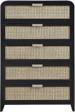 Sage Contemporary Chest with Rich Wood Frame & Natural Cane, Includes Gold and Chrome Handles
