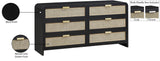 Sage Contemporary Dresser with Rich Wood Frame and Natural Cane Details for Modern Bedroom Style