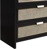 Sage Contemporary Dresser with Rich Wood Frame and Natural Cane Details for Modern Bedroom Style