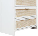 Sage Contemporary Chest with Rich Wood Frame & Natural Cane, Includes Gold and Chrome Handles