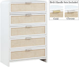Sage Contemporary Chest with Rich Wood Frame & Natural Cane, Includes Gold and Chrome Handles