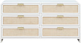 Sage Contemporary Dresser with Rich Wood Frame and Natural Cane Details for Modern Bedroom Style