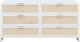 Sage Contemporary Dresser with Rich Wood Frame and Natural Cane Details for Modern Bedroom Style
