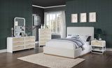 Sage Wood Mirror with Contemporary Design and Natural Cane Details for Your Stylish Bedroom Decor
