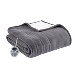 Heated Fleece & Sherpa Electric Bedding Blanket, Dark Grey