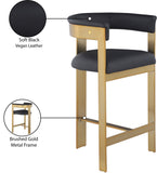 Romeo Counter Stool Set - Modern Vegan Leather Design with Elegant Brushed Gold Frame for Dining Rooms