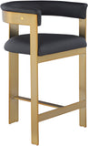 Romeo Counter Stool Set - Modern Vegan Leather Design with Elegant Brushed Gold Frame for Dining Rooms