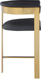 Romeo Counter Stool Set - Modern Vegan Leather Design with Elegant Brushed Gold Frame for Dining Rooms