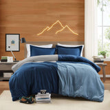 Corduroy Patchwork-Inspired Comforter Set, Blue