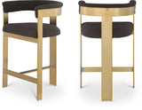 Romeo Counter Stool Set - Modern Vegan Leather Design with Elegant Brushed Gold Frame for Dining Rooms