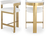 Romeo Counter Stool Set - Modern Vegan Leather Design with Elegant Brushed Gold Frame for Dining Rooms