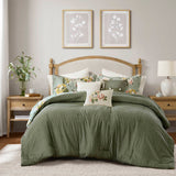 7 Piece Vintage Floral Comforter Set, Green