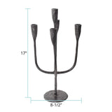 Asher Sculpted Cast Aluminum Five Arm Candle Holder- Ebony