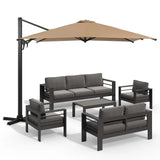6-Piece Aluminum Patio Sofa Set with Umbrella